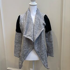 Stylish Gray and Black Women's Fleece Sweatshirt Blazer